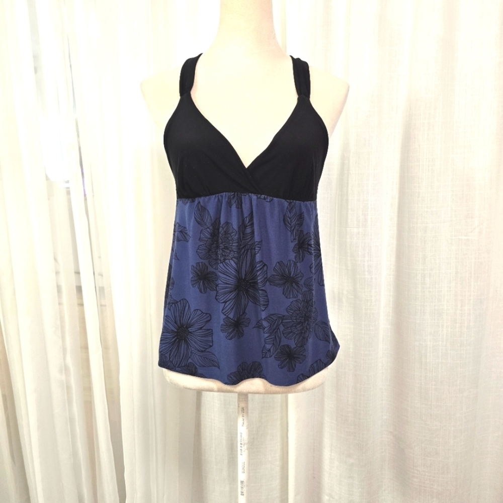 2/$30 Y2K Gilligan & O'Malley Black and Blue Sleeveless Bustier Tank Top Size M